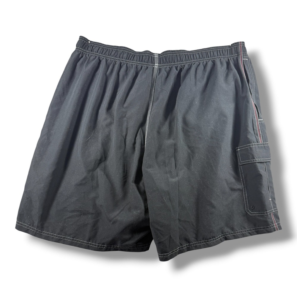 Speedo Mens 2XL Black Swim Trunks Cargo Pocket Board Shorts Contrast Stitching